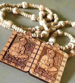 Bageshwar Dham Tulsi Mala Hanuman Jiwood Locket 100 Original Beads Wood Chain Beads Wood Necklace