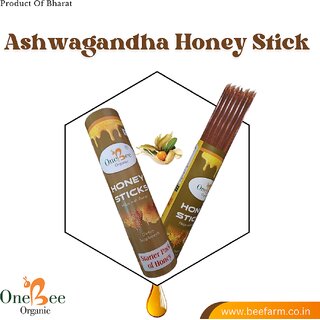 ONE BEE ORGANIC  Ashwagandha Infused Honey Sticks  Natural Infused Honey Sticks(30 Sticks Each of 8g)