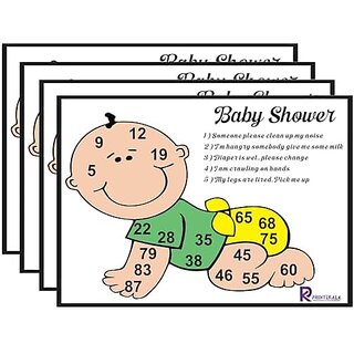 Printzkala 100GSM Paper Baby Shower Special Tambola Baby Shower Game to Entertain Guests During Baby Shower Parties (Pack of 50 Leaf) White