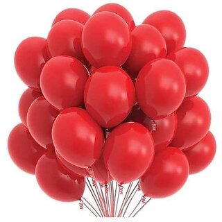Printzkala Red Metallic Balloons| Party Decoration Balloons for Birthday Anniversary and Events - Pack of 50