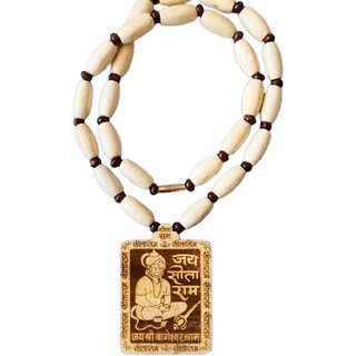 Bageshwar Dham Tulsi Mala Hanuman Ji Wood Locket 100% Original Beads Wood Chain Wood Necklace