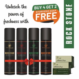 Buy 4 and Get 2 Soap Free Rock Stone Long Lasting Deodorant Bodyspray For Men 75 ml