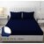 Queen Size Striped Elastic Fitted Bedsheet with Two Pillow Covers (Navy)