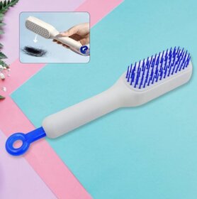 Self-Cleaning Hair Brush with Anti-Static Design | Detangling & Styling Comb for Men and Women (White)