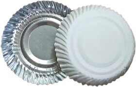 0 Inch Silver Coated Paper Plates with White Back - 24 Pcs