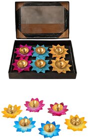 Tiny Shiny Pack of 6 Lotus Candle LED Tea Light Candle Water Sensor Floating Lotus Smokeless Flameless Lotus Flower