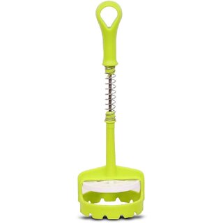 Steel Potato Masher with Handle, Vegetable Fruit Crusher Automatic Press Type Strong Potatoes Smasher (GREEN)