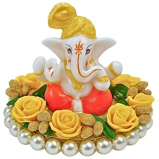 Tiny Shiny Ganesha Idol for Car Dashboard,Home Decor, Ganesh Murti Showpiece Gift - Car Dashboard Accessories Idols