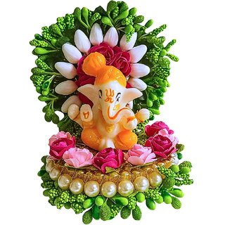 Tiny Shiny Ganesha Idol for Car Dashboard,Home Decor, Ganesh Murti Showpiece Gift - Car Dashboard Accessories Idols