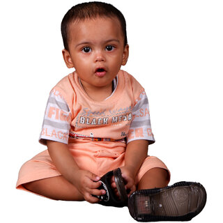 Kid Kupboard Cotton Baby Boys T-Shirt and Short Set, Multicolor, Half-Sleeves, 9-12 Months KIDS7828