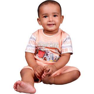 Kid Kupboard Cotton Baby Boys T-Shirt and Short Set, Multicolor, Half-Sleeves, 9-12 Months KIDS7829