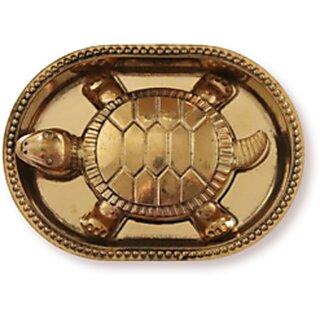 Agromech Brass Kachua Tortoise on Plate no.4 Decorative Showpiece - 1 cm (Brass, Gold)
