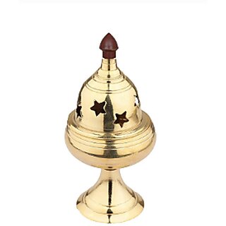 Brass Round Apple Design Shape Stand Diya for Puja HomeTemple Brass Table Diya Set (Height 5.5 inch)