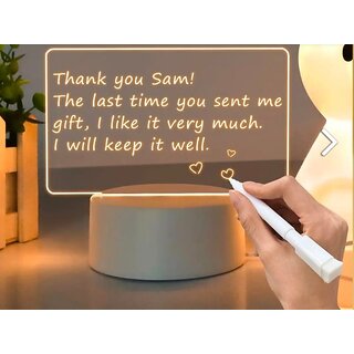 Premium 3D Acrylic Writing Board with Pen  Light, LED Message Board, Rewritable Acrylic Message Board with Stand.
