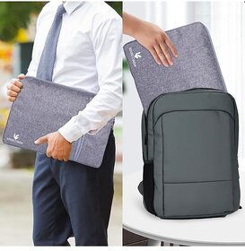 GREY Polyester Laptop Sleeve Bag, Size 15.6 Inch