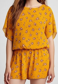 Sands Store Casual Kaftan Sleeve Floral Print Women Yellow Top