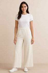 Sands Store Womens Relaxed White Viscose Rayon Trousers  Comfortable, Casual  Stylish Bottomsers