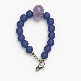Techiefox Stylish Blue Matte Plastic Bead Bracelet with Central Marbled Accent Bead