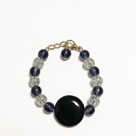 Techiefox Blue and Transparent Beaded Bracelet   Elegant Wrist Accessory for Women and Girls