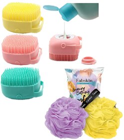 Combo of  Silicone Soft Bath Shower Brush Body with G12  Bathing loofah Couples Pack of 2