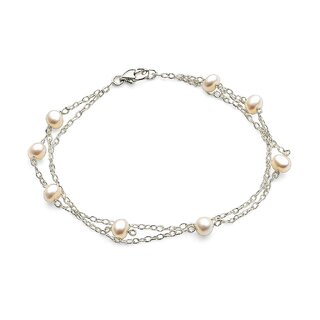 Techiefox Elegant Multi-Layered Metal Chain Bracelet with Lustrous Pearls  Stylish Designer Wrist Accessory for Women