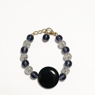 Techiefox Blue and Transparent Beaded Bracelet   Elegant Wrist Accessory for Women and Girls