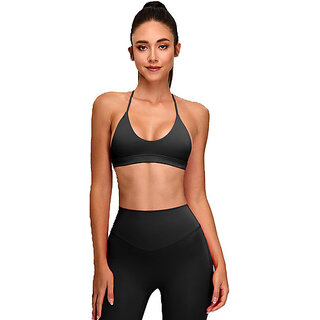 Sherox Women Sports Lightly Padded Bra(Black)
