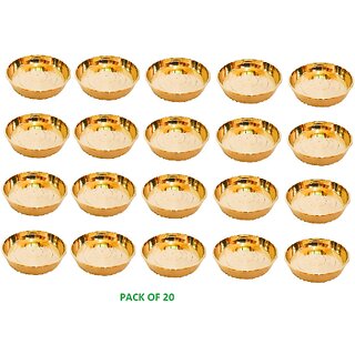 Brass Bhog/Prasad Plate Small in Size(20 pcs) Brass (20 Pieces, Gold)