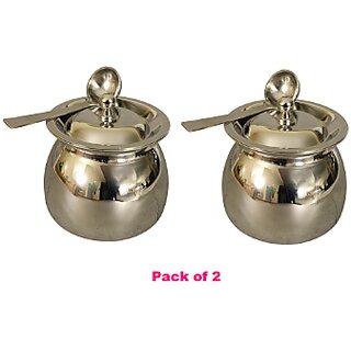 Stainless Steel Utility Container - 200 g, 200 g (Pack of 2, Silver)