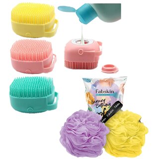 Combo of  Silicone Soft Bath Shower Brush Body with G12  Bathing loofah Couples Pack of 2