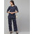 Sands Apparel Navy, White Graphic Print Polyester Co-Ords Set For Women