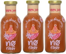 No Filter Sinless Strawberry 100 Strawberry Juice  No Sugar Added  No Preservatives  ( 355ml x Pack of 3 )
