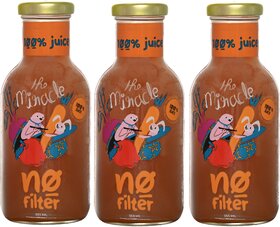 (Pack of 3) No Filter ABC Juice  100% Apple, Beetroot & Carrot, No Added Sugar or Preservatives, 355ml