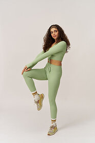 Sherox Ankle Length  Western Wear Legging (Light Green, Solid)