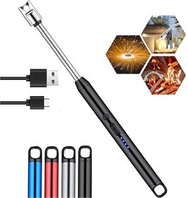 WildProducts - Plastic, Stainless Steel USB Rechargeable Plasma Arc Lighter Windproof, 360 Flexible Neck