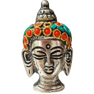 Tiny Shiny Buddha Metal Statue igurine with Colorful Stones Agarbatti Holder for Pooja room, living room for gift