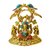 Tiny Shiny Lord Ganesha Metal Statue of Under Tree with Riddhi Siddhi and Peacock for home decor, Living Room, Pooja