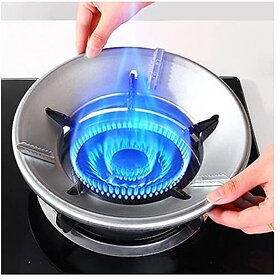 (Pack Of 2) Aluminium Gas Saver Burner Stand Gas Burner Cover Gas Saver Jali Windproof Energy Saving Stand Gas Stove Stand Gas Chula Support Stand Supports All Indian Gas (Silver)