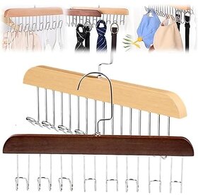 PREMIUM PRODUCTS DELIVERED 2 PCS Wooden Hanger For Clothes Hanging Hangers For Wardrobe And Cupboard 8 Hook Adjustable Clothes Hanger For Lingerie Belt Scarf Tie Garments And...