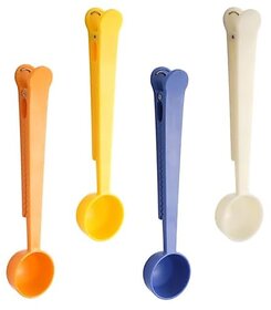 Durable Coffee Measuring Spoons - Set of 4 with Sealing Clips, Multi-functional Baking Spoons for Spices & Protein