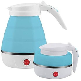 Travel Folding Electric Kettle  600ml Portable Fast-Boil Foldable Silicone Kettle with Safety Protection