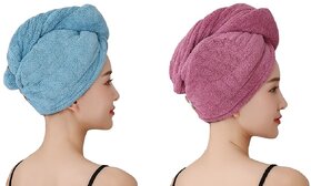 CIS Shower Caps  Multicolor Microfiber Hair Wrap Towels for Straight, Curly  Sensitive Hair (Pack of 2)