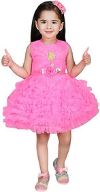 Little Mama Baby Girls Midi/Knee Length Party Dress(Red, Sleeveless)