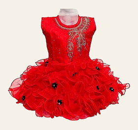 Little Mama Disney Princess Baby Girls Midi/Knee Length Party Dress(Red, Sleeveless)