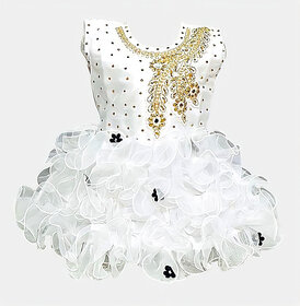 Little Mama Disney Princess Baby Girls Midi/Knee Length Party Dress(White, Sleeveless)