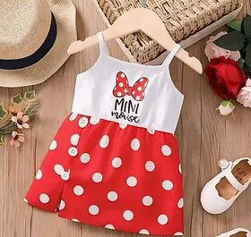 Little Mama Disney Princess Baby Girls Midi/Knee Length Casual Dress(Red, Sleeveless)