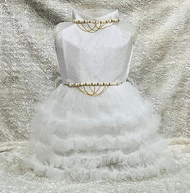 Little Mama Disney Princess Baby Girls Above Knee Festive/Wedding Dress(White, Sleeveless)