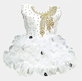 Little Mama Disney Princess Baby Girls Above Knee Festive/Wedding Dress(White, Sleeveless)