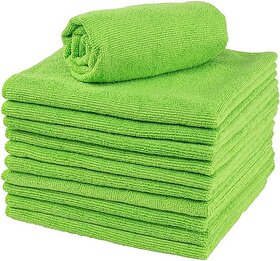 CIS Microfiber Towel 40x40 cm 350 GSM (Green)  Super Absorbent Cleaning Cloths for Car, Home, Kitchen, Face (Pack of 4)