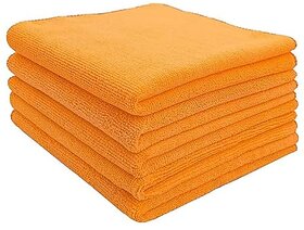 CIS Microfiber Towel 40x40 cm 350 GSM (Orange) Super Absorbent Cleaning Cloths for Car, Home, Kitchen, Face (Pack of 4)